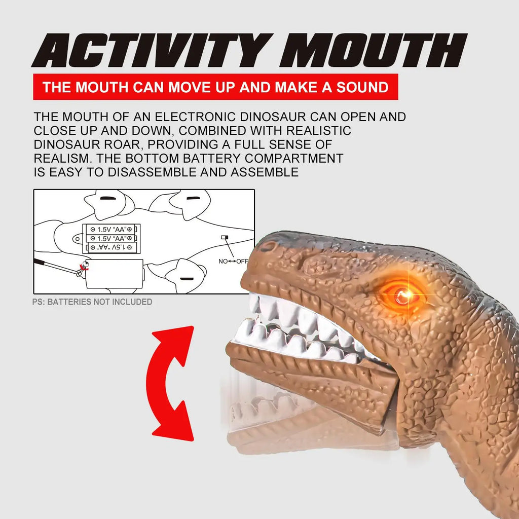 Electric Walking Dinosaur with Roaring Sound LED Lights, Movable Mouth Realistic Dinosaur Toy Kids Boys Birthday Gift