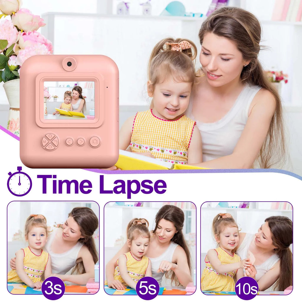 Kids Camera Instant Print Photo, Portable Thermal Printing Camera Toy with HD Digital Video, for 3-12 Years Old Boys Girls