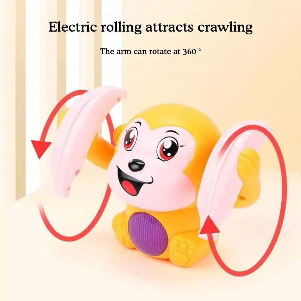 Rolling Monkey Toy Electric Induction Tumbling Monkey with Light Sound Effect Obstacle Sensing Crawling Flip Toy For Kids